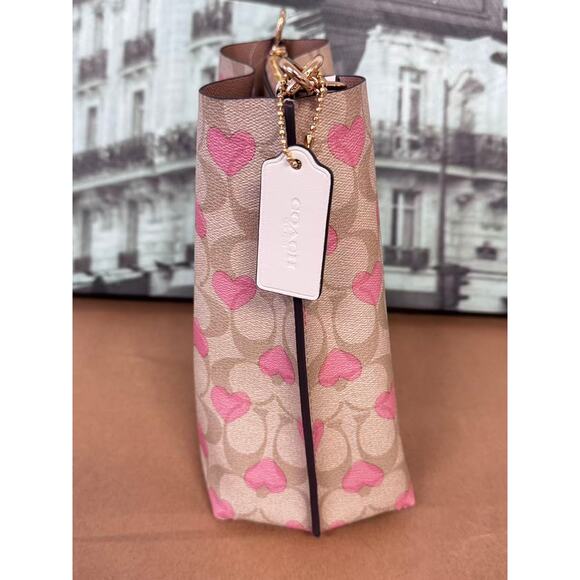 Coach CP056 Mollie Bucket Bag 22 In Signature Canvas IN Khaki Multi - Picture 4 of 10